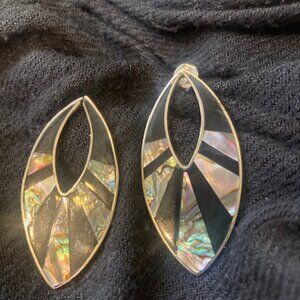 Vintage Mexican Alpaca Abalone Silver Earrings